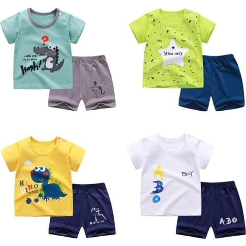 New Arrival Toddler Boy girl Clothes cotton Short Sleeve T-shirt + Shorts Sets Clothes set Outfits Bebes Suits for 6M to 7 Years