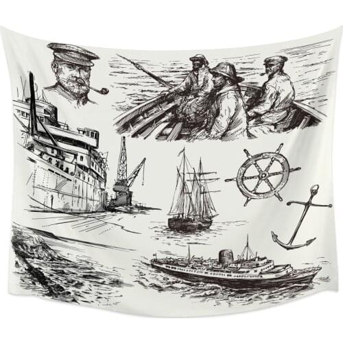 Ship Simple Nautical Wall Tapestry Home Wall Decor Tapestry Cover Beach Towel Picnic Mat Yoga Mat