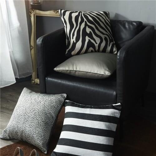 Summer Silk Cushion Cover Zebra Leopard Print Pillow Case Silk Satin Nordic Black White Decorative Pillowcase Sofa Bed Silky
