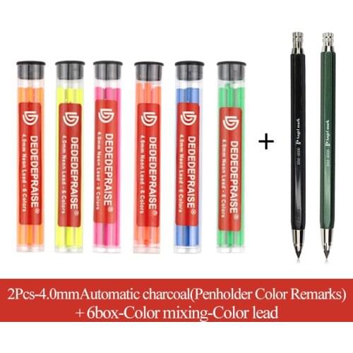 ROMA/DEDEDEPRAISE Metal Automatic/Mechanical Charcoal Pen 4.0mm Thick Color Refill/Lead/Core Neon Lead 6 Colors Sketch Erasable