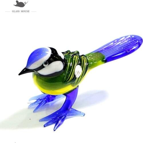 Miniature Murano Glass Bird Figurines Home Decor Craft Ornaments Cute Vivid Colorful Animal Small Statue New Year Gifts For Kids