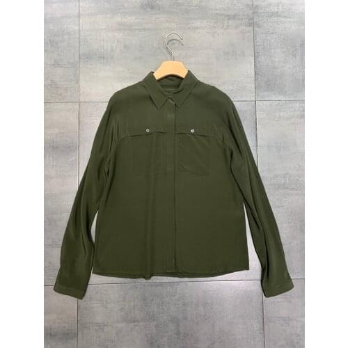 Fashion ladies 2021 new long sleeve sexy casual solid color silk shirt 0105