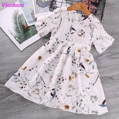 Fashion Princess Dresses For Girls Floral Ruffled Short Sleeve Summer Dress 2021 New Girl ChildrenS Clothing 3 4 5 6 7 Years