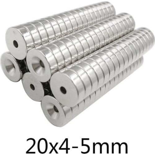 30/50/100 pcs Powerful Magnets 20*4 mm Hole 5mm Small Permanent Round Countersunk Neodymium Magnetic Magnet 20x4-5mm 20*4-5mm