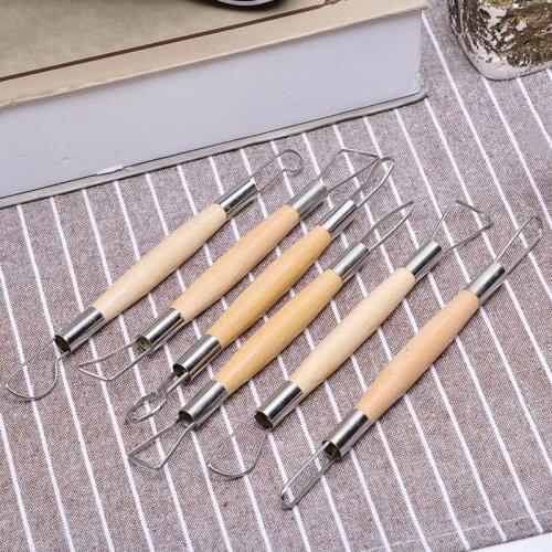 Art Craft Wax Carving Polymer Shapers Wood Handle Pottery Kit Sculpture Ceramic Making Modeling Clay Tool Pottery Carving Set