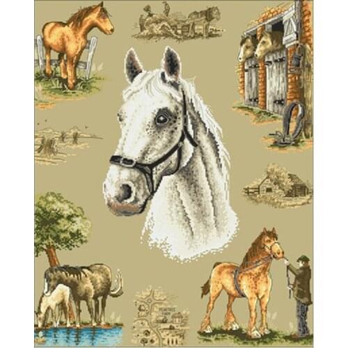 Country Horse patterns Counted Cross Stitch 11CT 14CT 18CT DIY Cross Stitch Kits Embroidery Needlework Sets home decor