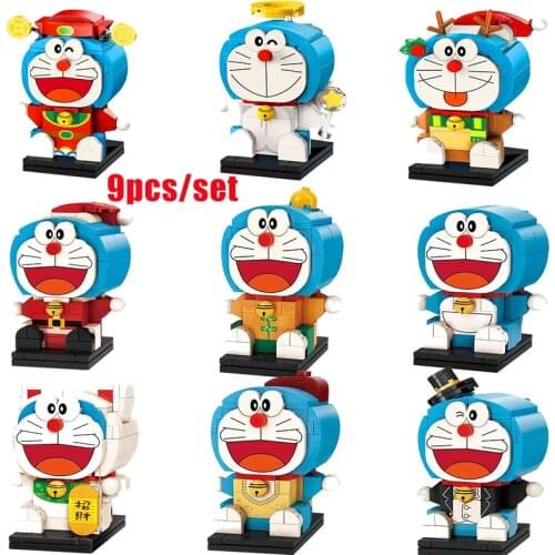 2021 New Anime Doraemon Big Head Doll Building Block Toy Movie Model Building Block Girl Boy Toy Gift