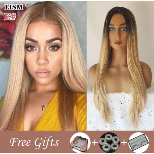 New Wig for White Women Black Wigs Peruca Loira Cosplay Long Straight Blonde Peruki Damskie Naturalne Flequillo De Pelo Natural
