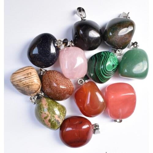 Wholesale 12pcs/lot 2020 New good quality natural stone mixed irregular shape pendants for neckalce jewelry making free shipping