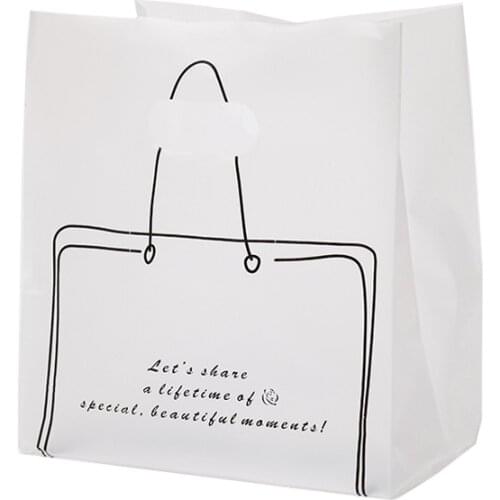 Plastic Tote Bag for Baking Snacks, Plastic Bag for Salad Dessert,Packaging Takeaway Food Bag for Cake,Gift Bag for Party 50pcs