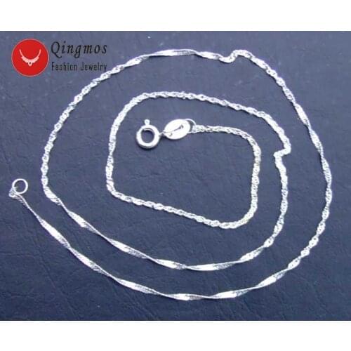 Qingmos Wave Shape Sterling Silver S925 Chain for Jewelry Making DIY Necklace Pendant 16 Inch and 18 Inch Gp153 Free Ship