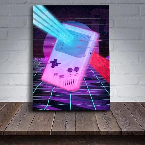 HD Print Wall Art Handheld Game Console Retrowave Canvas Painting Modular Pictures Neon Posters Home Decor For Living Room Frame