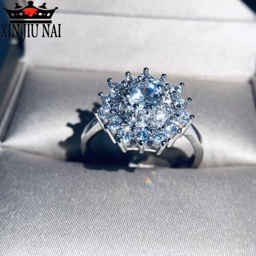 Luxurious shining zircon snowflake Charm Ring fashion wedding banquet jewelry promise womens ring Valentines Day love gift