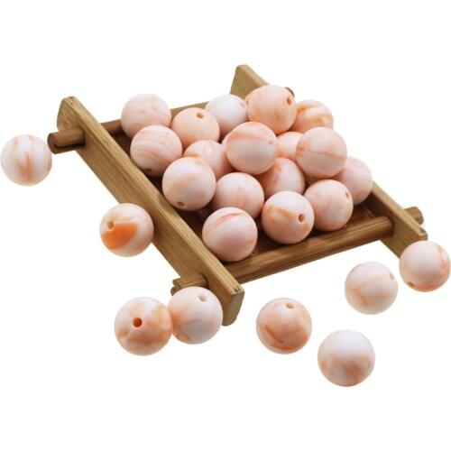 Silicone Beads 10MM BPA Free 15mm Round Marble Colors Silicone Teethers 100pcs Beads for pacifier DIY SET loose beads 12MM