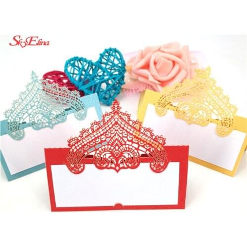 100pcs Pearlescent Lace Place Name Cards Wedding Decoration Guest Table Name Card Baby Shower Party Invitations Supplies 7zSH935
