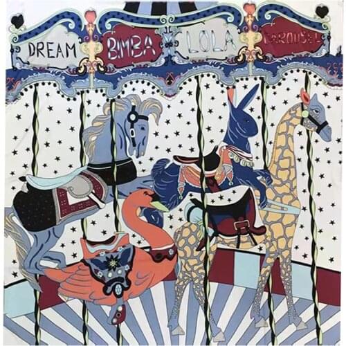 Luxury Brand Twill Silk Scarf Women Retro Horse Square Scarves Echarpes Foulards Femme Wraps Shawls Bandana Hijab 130*130cm