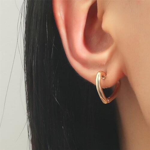 Gold Color Stainless Steel Hoop Earrings for Women Small Simple Round Circle Huggies Ear Rings Steampunk Boho Accessories