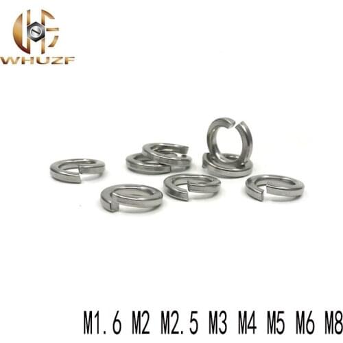 100PCS M1.6 M2 M2.5 M3 M4 M5 M6 M8 Open Elastic Gaskets Washers Nickel plating Spring washer Nickel plated Spring pad gasket
