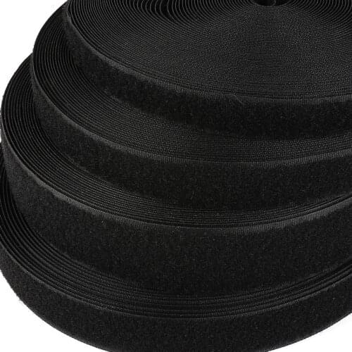 2 Meters/lot Hot Selling Black Color Hook and Loop Tape / Roll - Sew On Tape (Not Adhesive) 16mm/20mm/25mm/30mm/40mm width