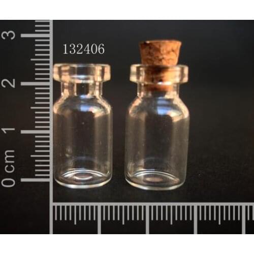 20 pcs 1ml 13x24mm Small Clear Glass Bottle Vial Pendant With Cork and Hook For Wedding Holiday Decoration Christmas Gifts