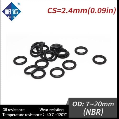 20PCS/lot Rubber Black NBR CS2.4mm OD7/8/9/10/11/12/13/14/15/16/17/18/19/20mm O Ring Gasket Oil resistant waterproof