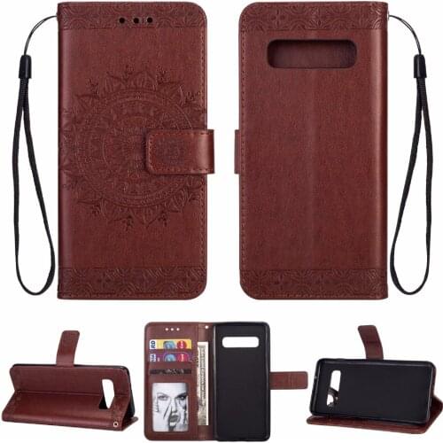 20pcs/lot Totem Embossing 3 card housing cover for samsung galaxy S6 S7 edge S8 S9 S10 plus lite 5G S20 plus ultra leather case