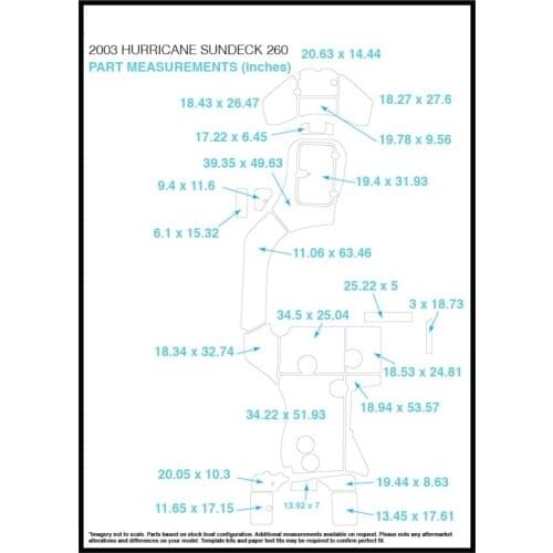 2003 Hurricane Sundeck 260 Swim Step & Cockpit Pad Boat EVA Teak Decking 1/4" 6mm