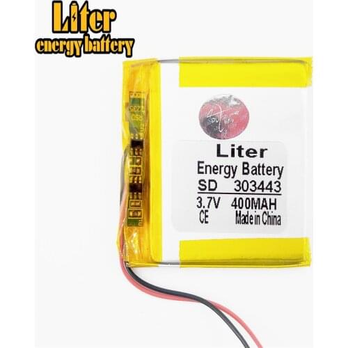 3.7V lithium polymer battery 303443 400MAH wireless headset audio ebook card navigator Rechargeable Li-ion Cell