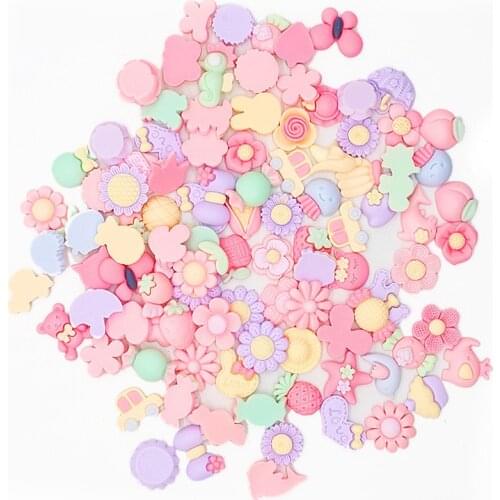 50-100Pcs Cartoon Resin Candy Flowers Fruit AnimalCrafts Flatback Embellishments DIY Scrapbooking Girl Headdress Accessories
