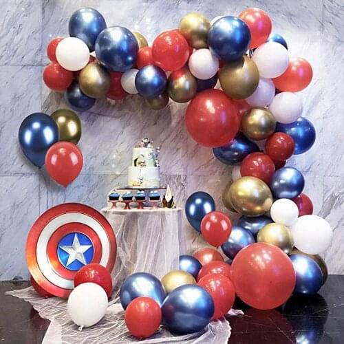85pcs Super Hero Balloons Garland Arch Kit Red Blue Gold White Balloons WeddingBirthday Party Decorations Baby Shower Globos