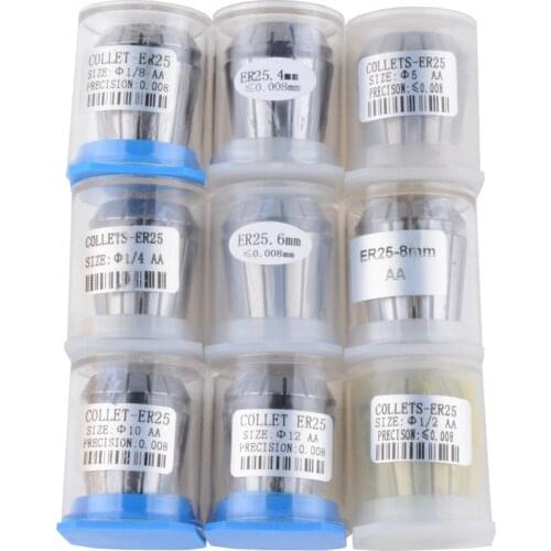 9PCS ER25 Spring Collet Chuck Tool Bit Holder For CNC Workholding Engraving Lathe