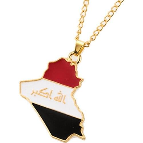 Republic Of Iraq Map Flag Pendant Chain Patriot Iraqi Necklace Women Men Maps Necklaces National Day Jewelry Gift Accessories