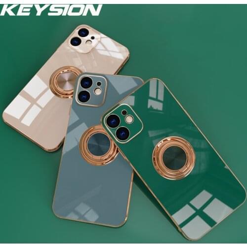 KEYSION Luxury Square Plating Case for iPhone 12 Pro Max 11 Lens Protection Phone Back Cover for iPhone SE 2020 XS XR X 8 7 Plus