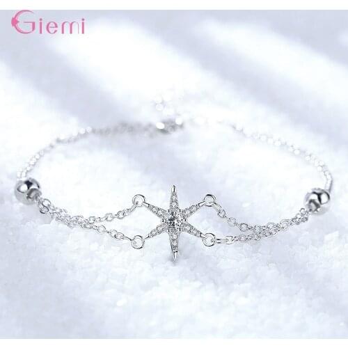 Elegant Women Fashion Jewelry New Arrivals Genuine 925 Sterling Silver Charm Bracelet For Women Sparkling Crystal Charm Bracelet