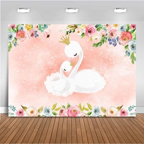 Photography Backdrop Swan party decoration newborn baby shower background for photo booth studio watercolor backdrop vinyl prop