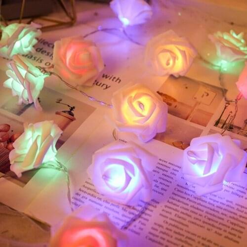 Rose Garland fairy light decor LED Copper Wire string lights for Wedding forest Table Christmas home party Decoration Pink