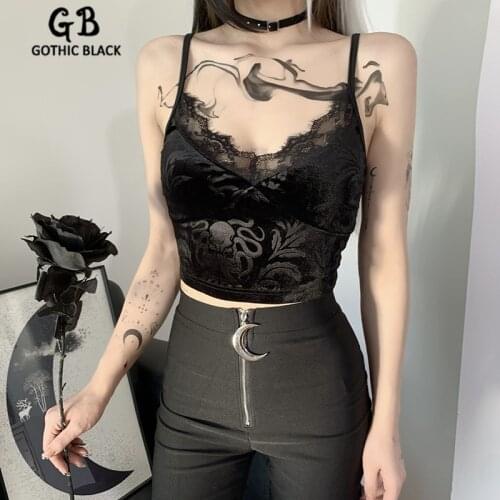 Женские топы Gothic Black China At AliExpress