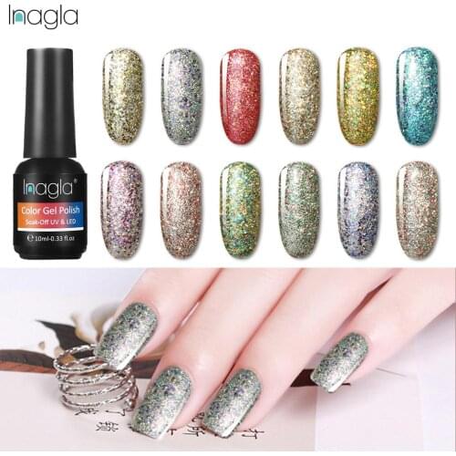 Inagla 30 Pure Colors Starry Gel Nail Polish 10ml Soak Off Varnish Gelpolish Semi Permanent UV & LED Nail Art Base Top Manicure