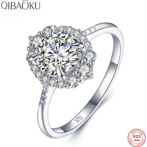 Real 925 Sterling Silver Ring Classic Luxury 10 Hearts Arrows Zircon Engagement for Women Wedding Jewelry Diamond Rings