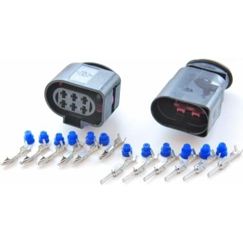 2/4/10Sets/lot 6 Pin/Way 3.5 Auto Female Male LSU 4.2 Oxygen Sensor Connector Plug For VW AUDI PASSAT SKODA 1J0973733 1J0973833