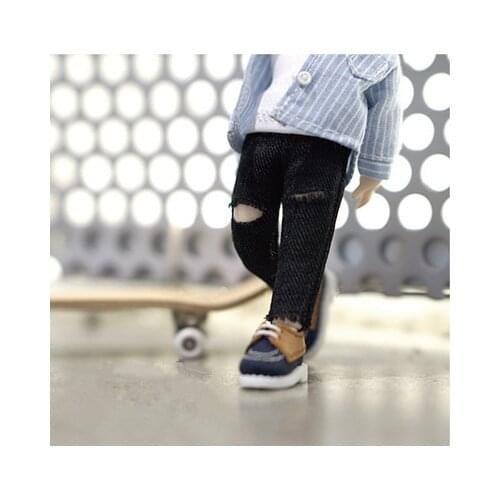 OB11 doll dress 1/12 size fashion versatile ripped small leg jeans new skinny leg college style pants blue white black color