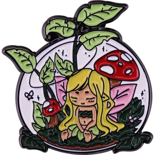 Cute Forest Mushroom Girl Lapel Pin