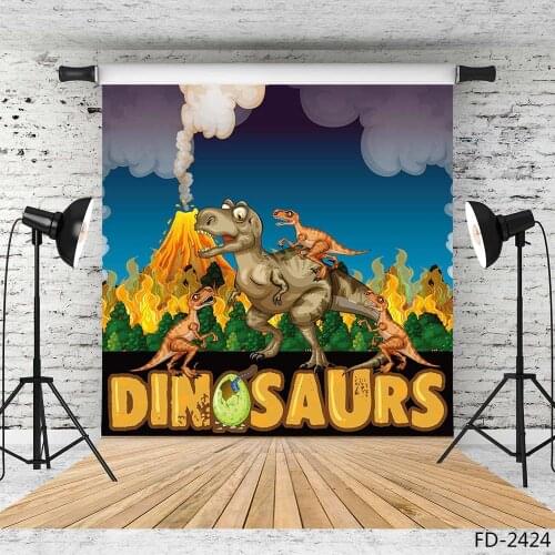 Cartoon Dinosaurs Vinyl Cloth Photographic Backgrounds For Baby Children Birthday Party Backdrops Photo Studio Photobooth