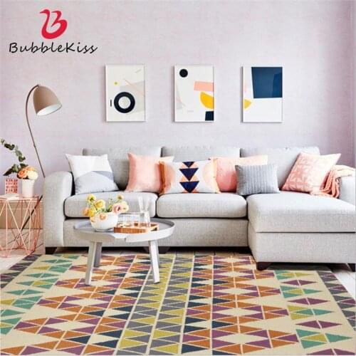 Bubble Kiss Ethnic Style Colorful Geometric Pattern Rugs Sofa Coffee Table Floor Mats Home Living Room Decor Customized Area Rug