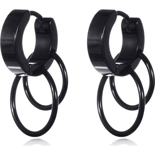Unusual Earrings Men Punk Black Titanium Steel Earrings for Women 2020 Korean Style Hoop Earrings Anti-allergy Jewelry navidad