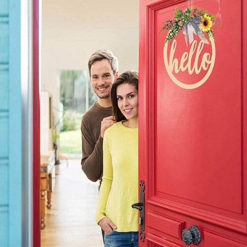 NHBR Welcome Home Sign Wreath for Front Door Decor Porch Decoration Wooden Hanging Outdoor Rustic Farmhouse Holiday Decor