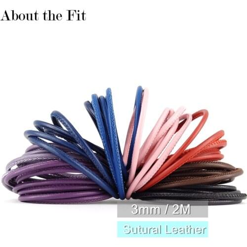 About the Fit 3mm 2M Sutural Leather Stitched Lamb Leather Cord With Cotton Core Beads Rope Bracelet Necklace For Jewelry Making