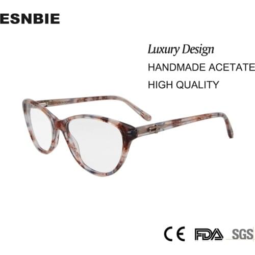 ESNBIE High Quality CatS Glasses Women Optical 2017 Luxury Handmade Acetate Clear Lens Miopia Prescription Eyewear