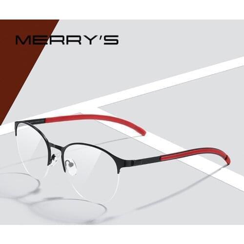 MERRYS DESIGN Men Titanium Alloy Optical Glasses Frame Ultralight Oval Men Prescription Eyeglasses Antiskid Silicone Legs S2365