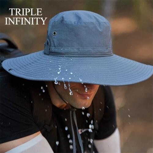 Summer Outdoor Fishing Sun Hat Large Wide Brim Bucket Hats Sports Hiking Waterproof Breathable Sun-proof Men Panama Cap